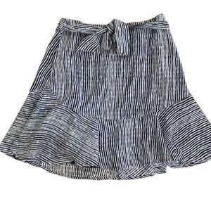 Asher Navy & White Striped belted skirt Small
